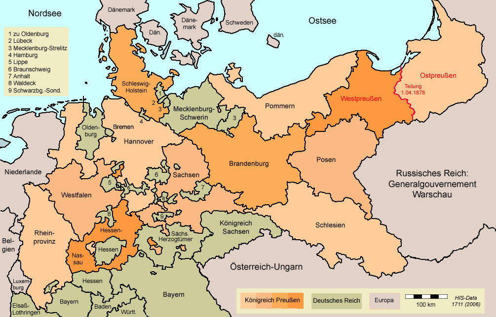 HIS-Data Königreich Preußen: Provinzen 1878-1918 Karte