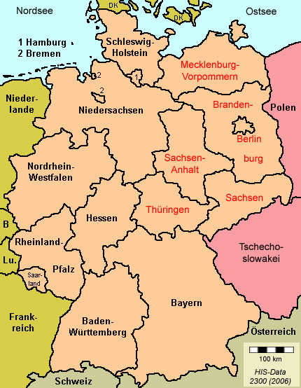 HIS-Data Deutschland Bundesrepublik Karte 1990